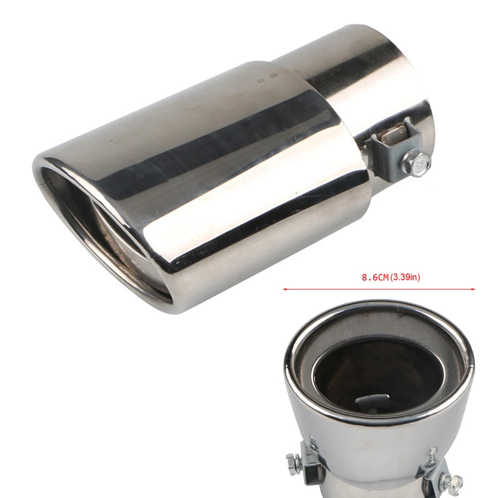 Dual/Single Exhaust Tip Inlet Bolt-on Square Round Edge Tailpipe Muffler Tip Double Outlets Tailpipe Replacement Accessory ﻿