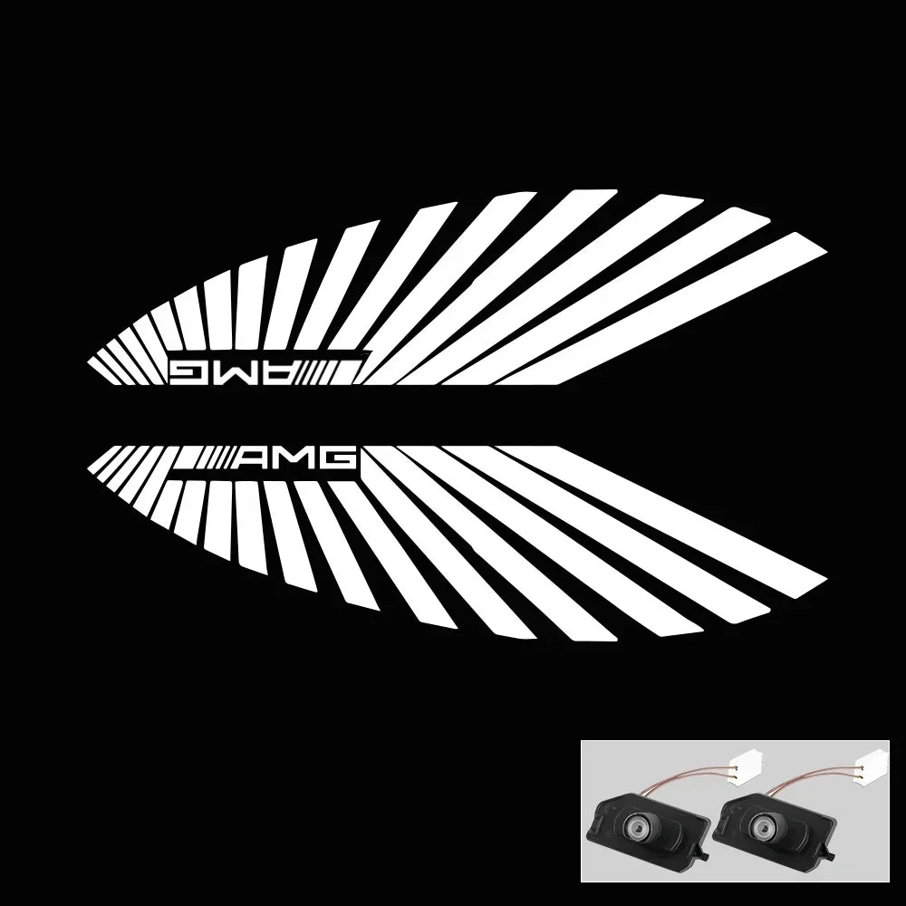 Car Dynamic Rearview Mirror Carpet Light Angel Wings Projection lamp For Mercedes benz W177 W247 W205 W222 GLA GLB GLC GLS EQC