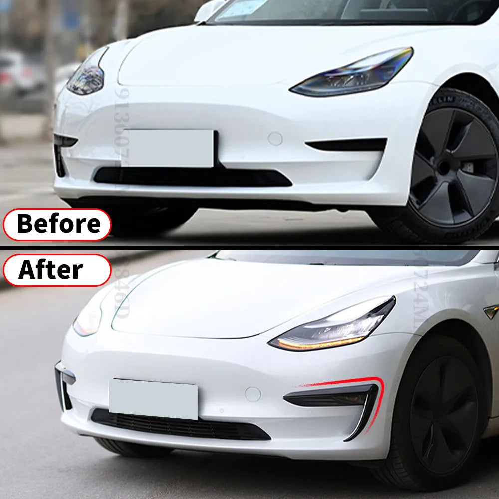 Body Kit Styling Decoration Front Fog Lamp Light Frame Trim Eyebrow Wind Splitter Spoiler For Tesla Model 3 Y 2016-2023 Tuning