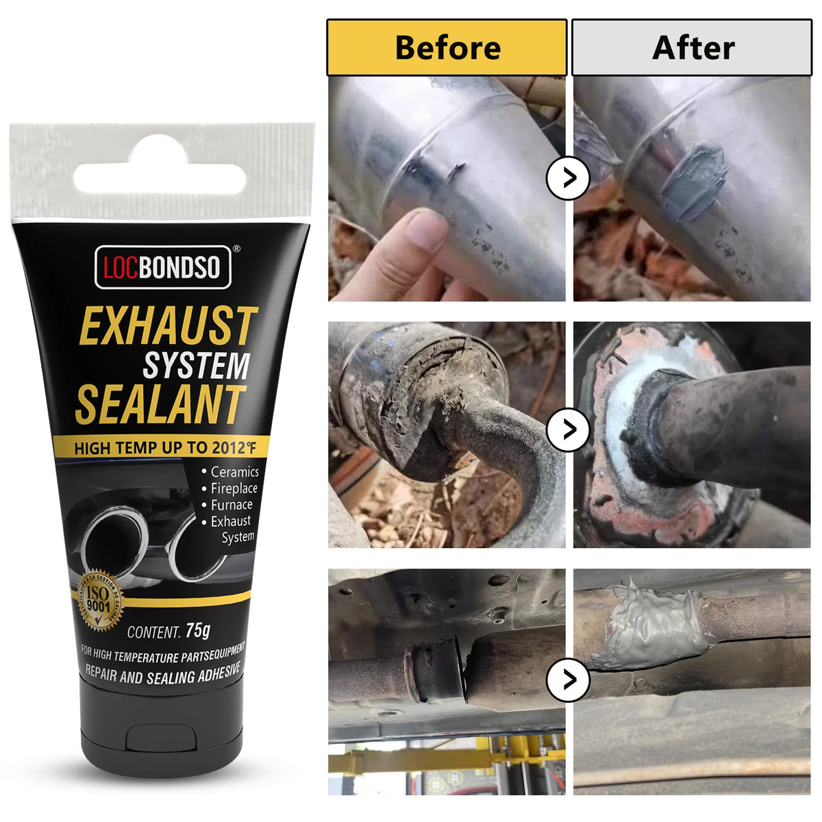 High Temp Muffler and Tailpipe Sealer - Exhaust System Sealant - Muffler Repair Kit for Auto Exhaust, Mufflers, Tailpipes