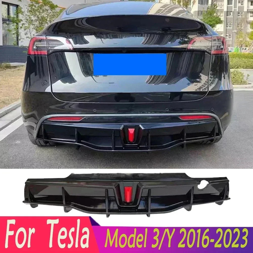 Hot Sale For Tesla 2016-2023 Model 3/Y High Quality ABS Glossy Black Rear Bumper Diffuser Splitter Spoiler Lip Tuning Body Kits