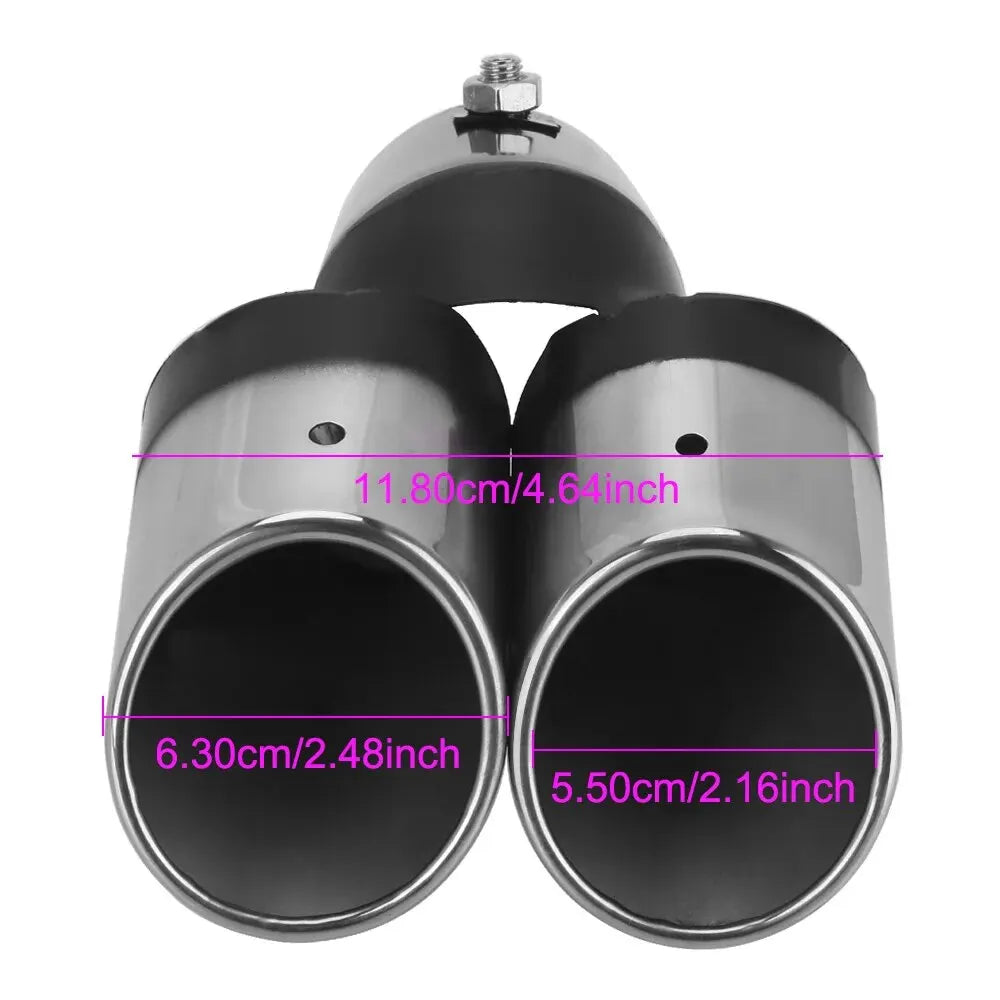 Universal Curved Double Outlet Car Exhaust Trim Muffler Pipe Tail Car Decoration Chrome Tail Pipe Stainless Steel Car Styling
