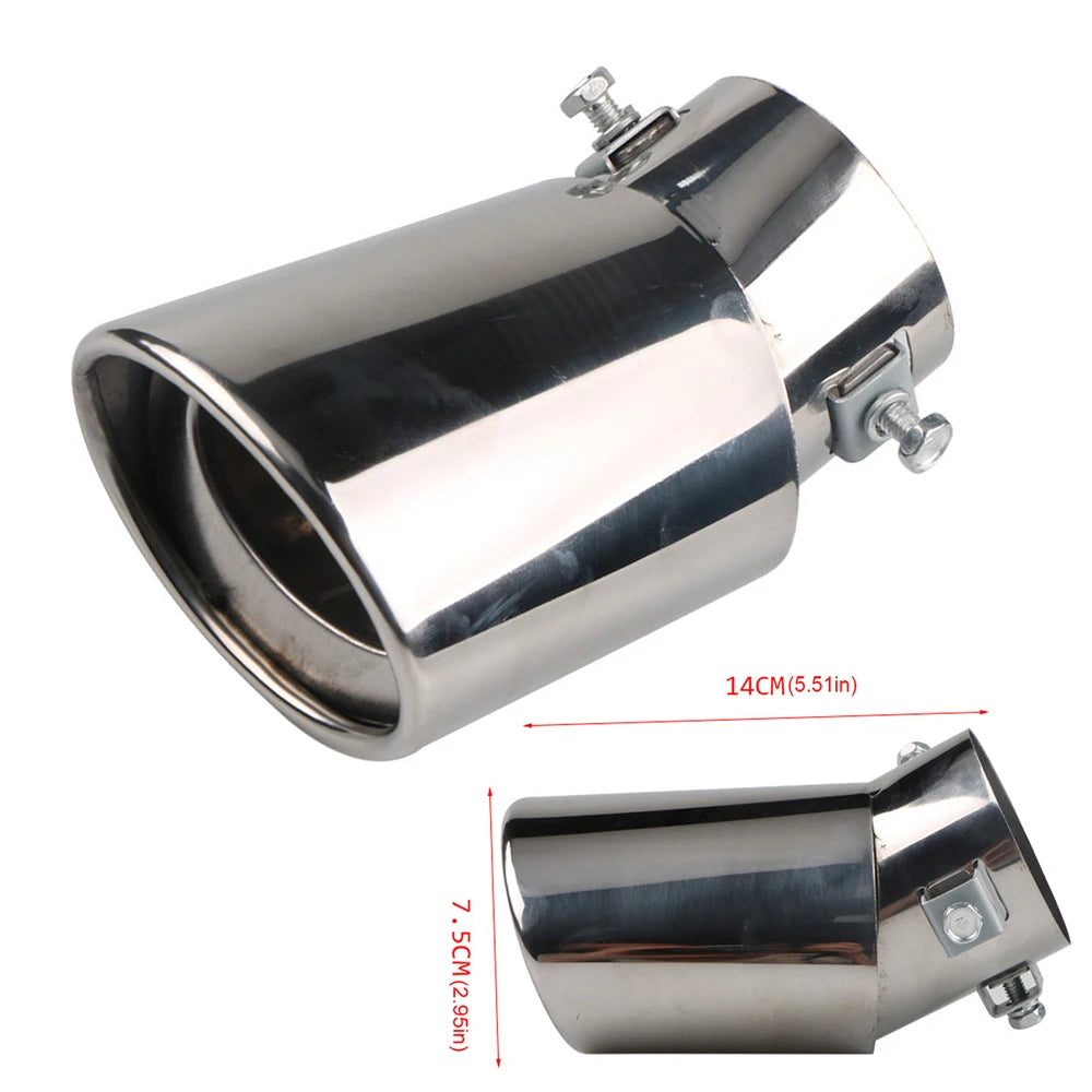 Dual/Single Exhaust Tip Inlet Bolt-on Square Round Edge Tailpipe Muffler Tip Double Outlets Tailpipe Replacement Accessory ﻿