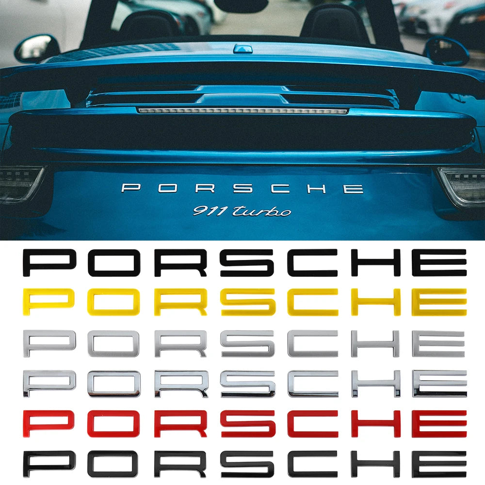3D ABS Badge Car Porsche Emblem Sticker Decal Auto Trunk Stickers Accessories For Porsche Panamera 911 Carrera S Cayman Boxster