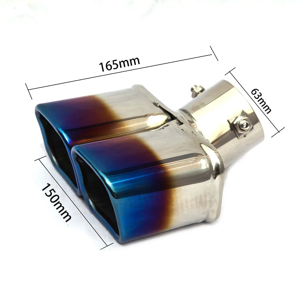 Dual/Single Exhaust Tip Inlet Bolt-on Square Round Edge Tailpipe Muffler Tip Double Outlets Tailpipe Replacement Accessory ﻿