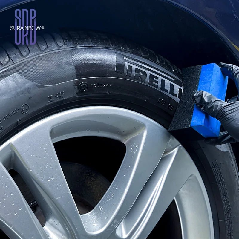 Black Wet Look Tire Shine Dressing - Automotive Clear Coat Tire Dressing Spray for Glossy Wet Tire Look, Vinyl & Plastic, with UV - shift - knoobs