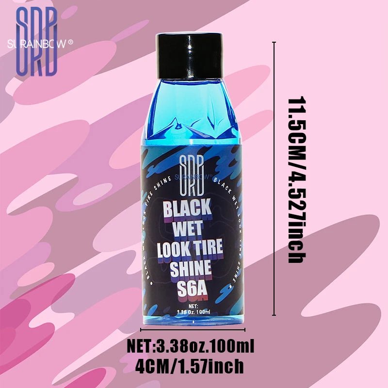 Black Wet Look Tire Shine Dressing - Automotive Clear Coat Tire Dressing Spray for Glossy Wet Tire Look, Vinyl & Plastic, with UV - shift - knoobs