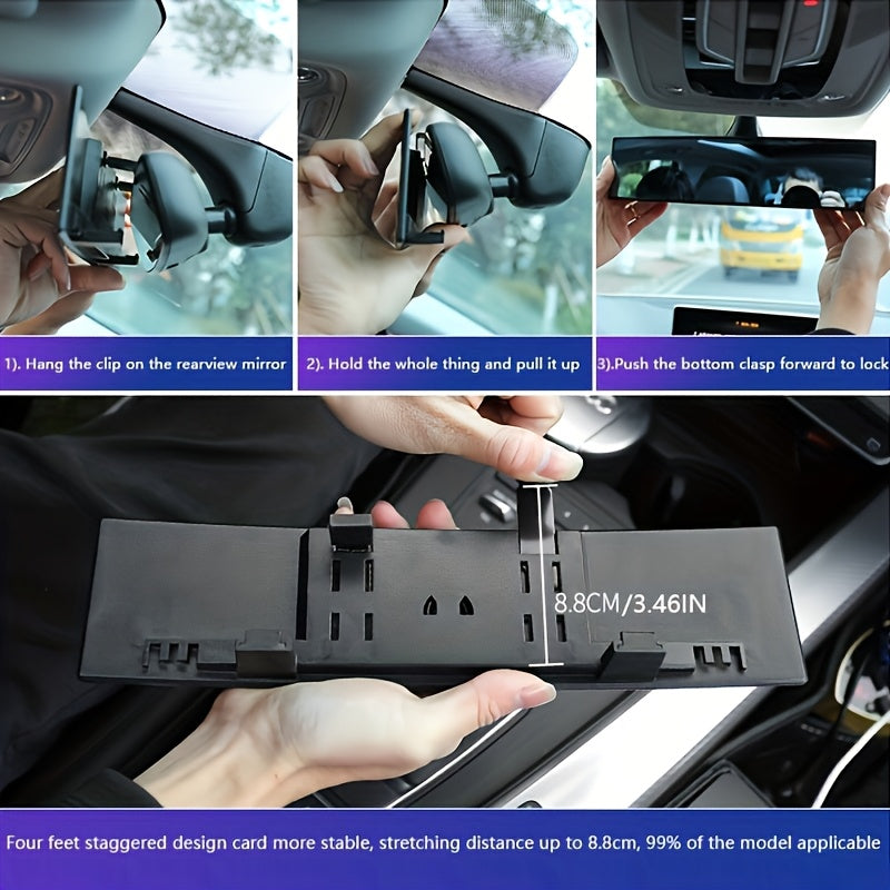 [Anti-Glare Coating Rearview Mirror] Wide-Angle HD Rearview Mirror with Anti-Glare Coating, Crystal-Clear Vision, Easy Clip-On Installation, PVC Material, Universal Fit for SUVs and Trucks, Enhanced Safety and Driving Visibility