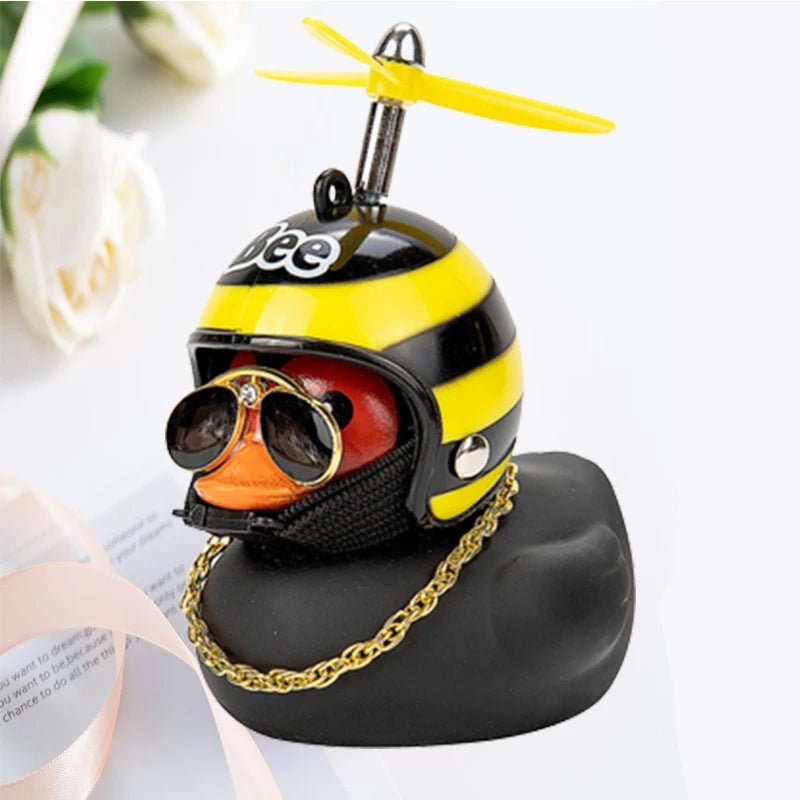 Car Duck With Helmet Broken Wind Pendant Small Yellow Duck Road Bike Motor Helmet Riding Cycling Accessories Without Lights - shift - knoobs