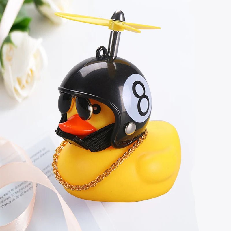 Car Duck With Helmet Broken Wind Pendant Small Yellow Duck Road Bike Motor Helmet Riding Cycling Accessories Without Lights - shift - knoobs