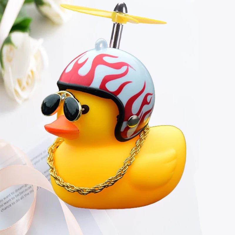Car Duck With Helmet Broken Wind Pendant Small Yellow Duck Road Bike Motor Helmet Riding Cycling Accessories Without Lights - shift - knoobs