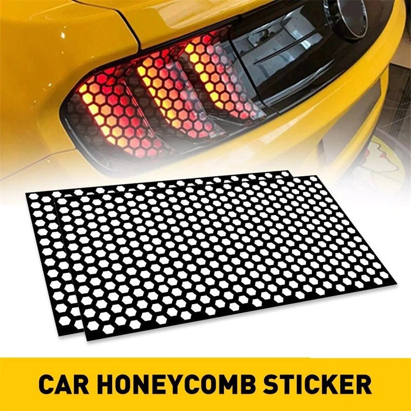 Car Honeycomb Stickers Car Stylish Tail Lights DIY Hollow Protector Decals Auto Rear Lamp Decoration Wrap Film Sticker 48*30cm - shift - knoobs