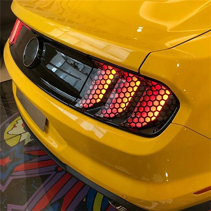 Car Honeycomb Stickers Car Stylish Tail Lights DIY Hollow Protector Decals Auto Rear Lamp Decoration Wrap Film Sticker 48*30cm - shift - knoobs