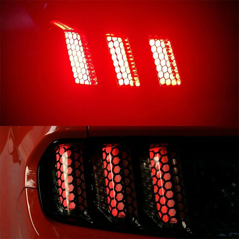 Car Honeycomb Stickers Car Stylish Tail Lights DIY Hollow Protector Decals Auto Rear Lamp Decoration Wrap Film Sticker 48*30cm - shift - knoobs