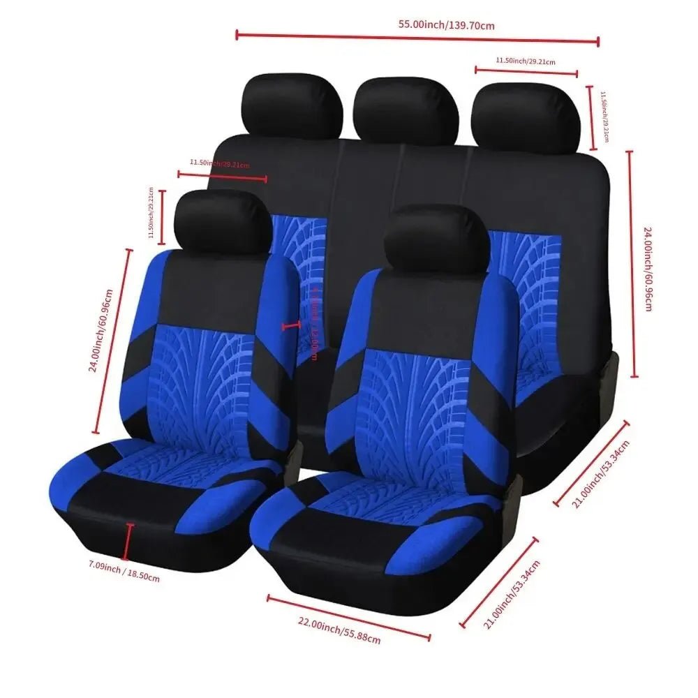 Car Seat Covers Full Set Front Split Rear Bench For Car Universal Cloth SUV Sedan Van Automotive Interior Covers - shift - knoobs