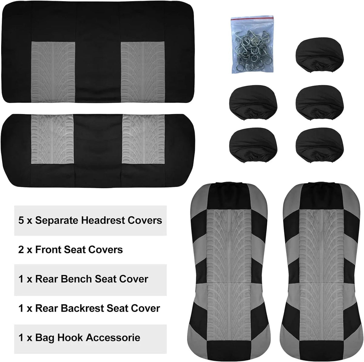 Car Seat Covers Full Set Front Split Rear Bench For Car Universal Cloth SUV Sedan Van Automotive Interior Covers - shift - knoobs