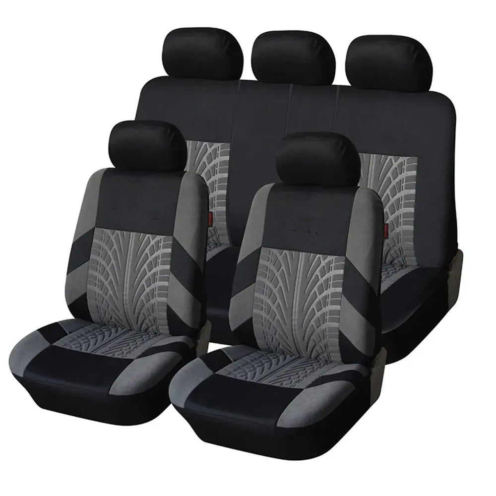 Car Seat Covers Full Set Front Split Rear Bench For Car Universal Cloth SUV Sedan Van Automotive Interior Covers - shift - knoobs