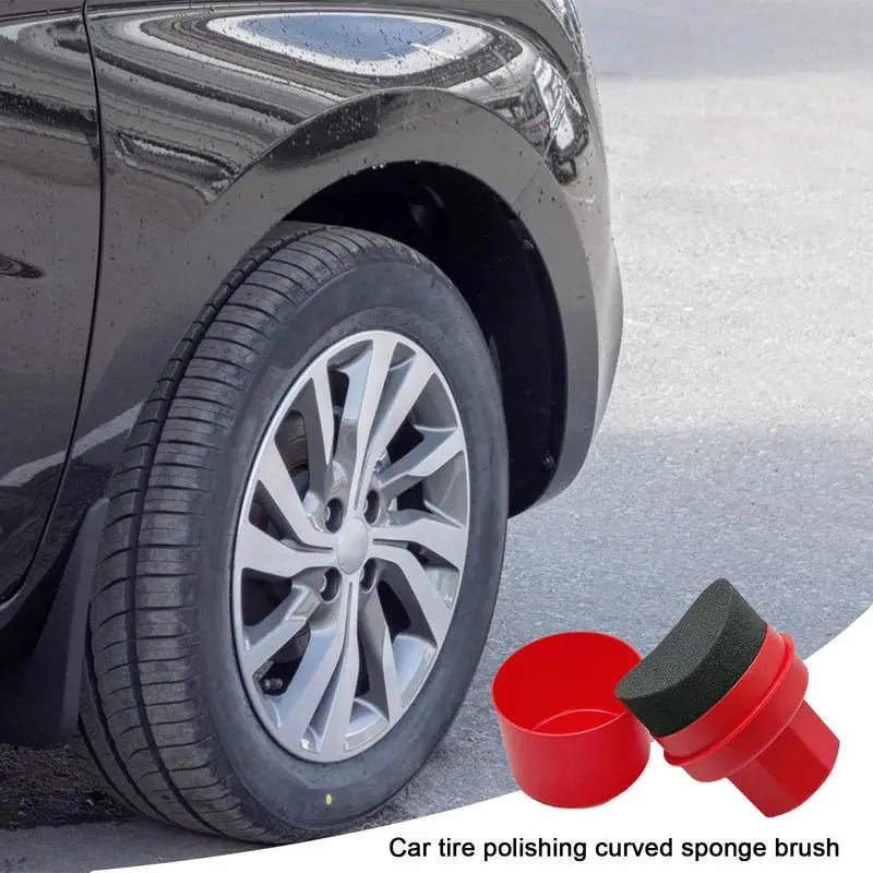 Car Tire Waxing Sponge Car Wax Applicator Pad with Lid Curved Shaped Easy Waxing Tire Sponge Tire Cleaning Tools Detailing Brush - shift - knoobs