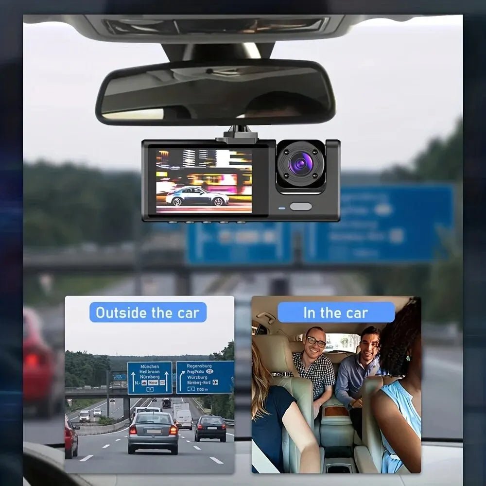 Dash Cam W/ IR Night Vision Loop Recording & 2" IPS Screen 1080P 3 Camera ， DVR recorder, video recorder, Vehicle DVR - shift - knoobs