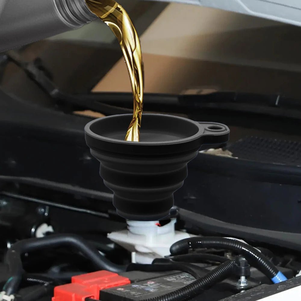 Engine Funnel Car Universal Silicone Liquid Funnel Washer Fluid Change Foldable Portable Auto Engine Oil Petrol Change Funnel - shift - knoobs