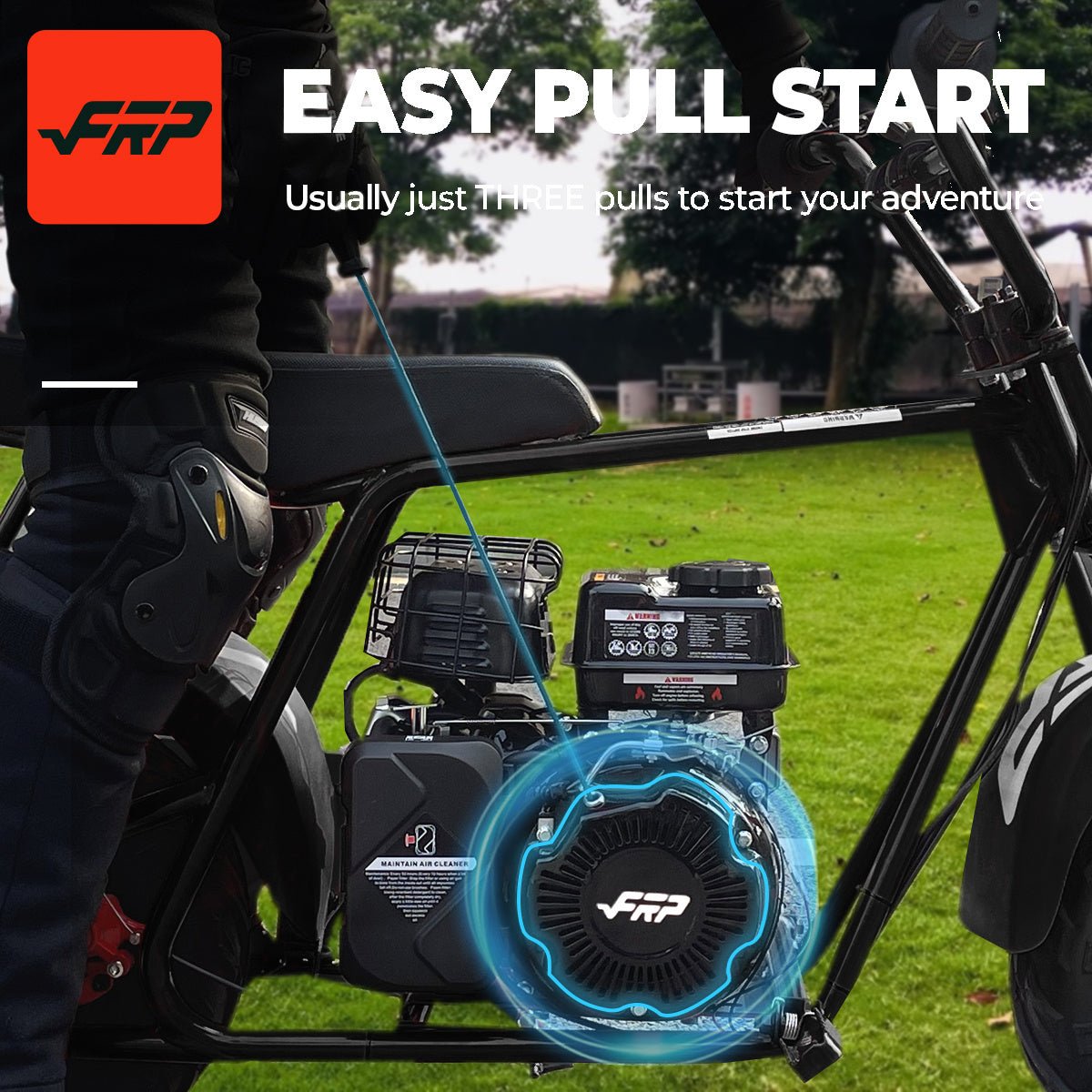 FRP GMB100 Mini Bike, 99CC 4 - Stroke Mini Bikes for Adults, Gas Powered Mini Dirt Bike, Off - Road Motorcycle W/Neck Gaiter, Weight Support Up to 220 LBS 20mph - shift - knoobs