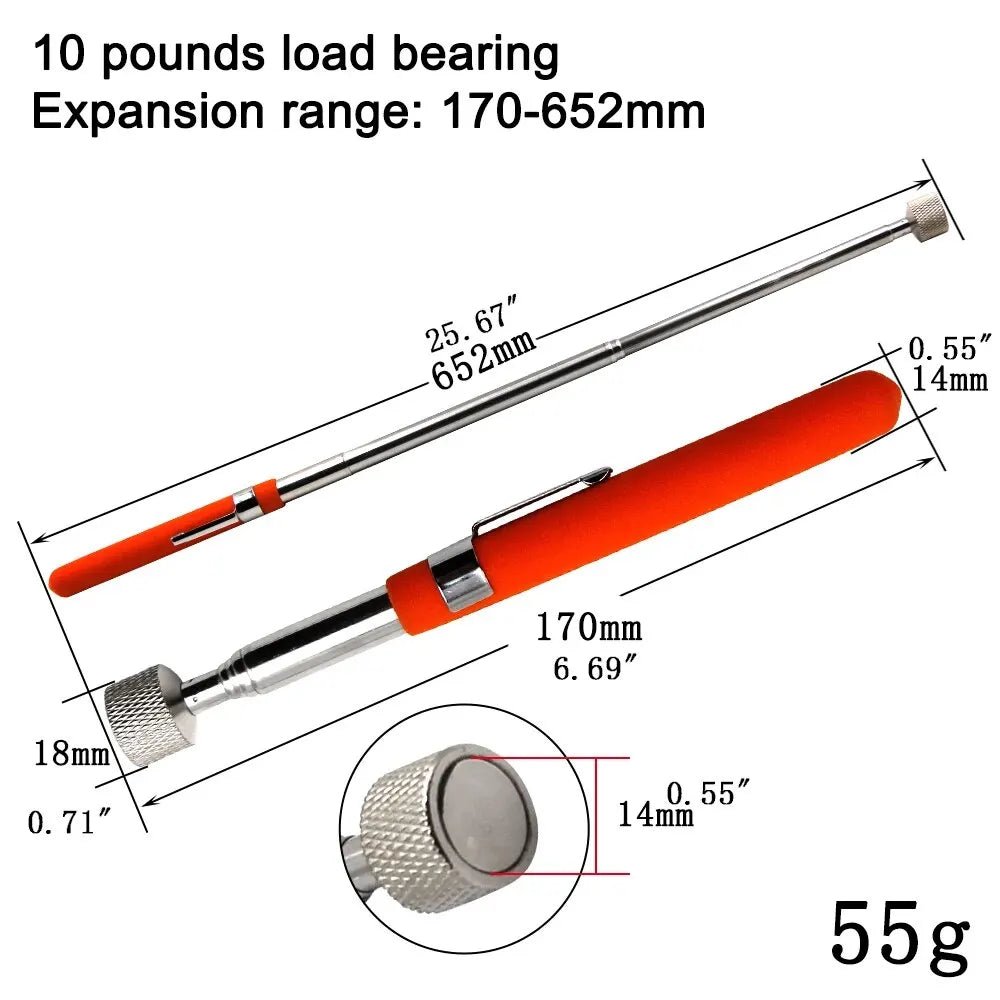 Magnetic Retractable Pickup Suction Iron Rod Portable Multifunctional Extractor Pen Clip Automotive Repair Tools - shift - knoobs
