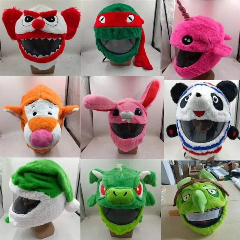 Motorcycle Full Helmet Cover Cartoon Plush Animal Helmet Cover Dust Protection Funny Helmet Cover Motorcycle Accessories - shift - knoobs