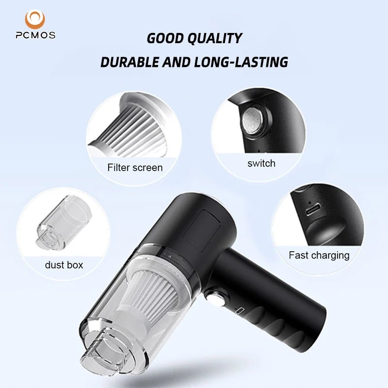 PCMOS 1PC Wireless Vacuum Cleaner Dual Use for Home and Car 120W High Power Powerful Vacuum Cleaner Black - shift - knoobs
