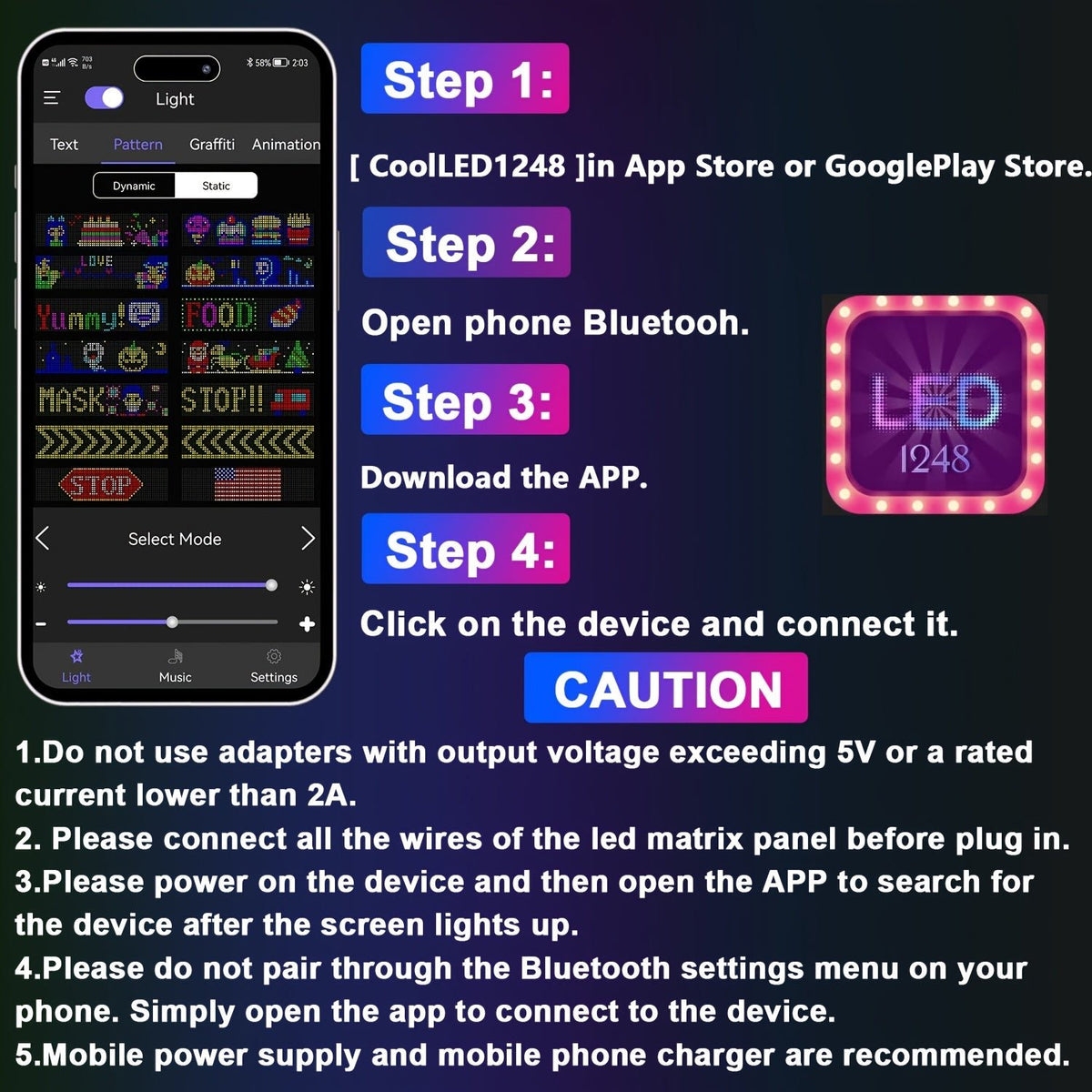 Scrolling Bright Advertising LED Signs, Flexible USB 5V LED Sign, App Control Custom Text Pattern Animation Programmable LED Display For Store, Hotel, Party - shift - knoobs