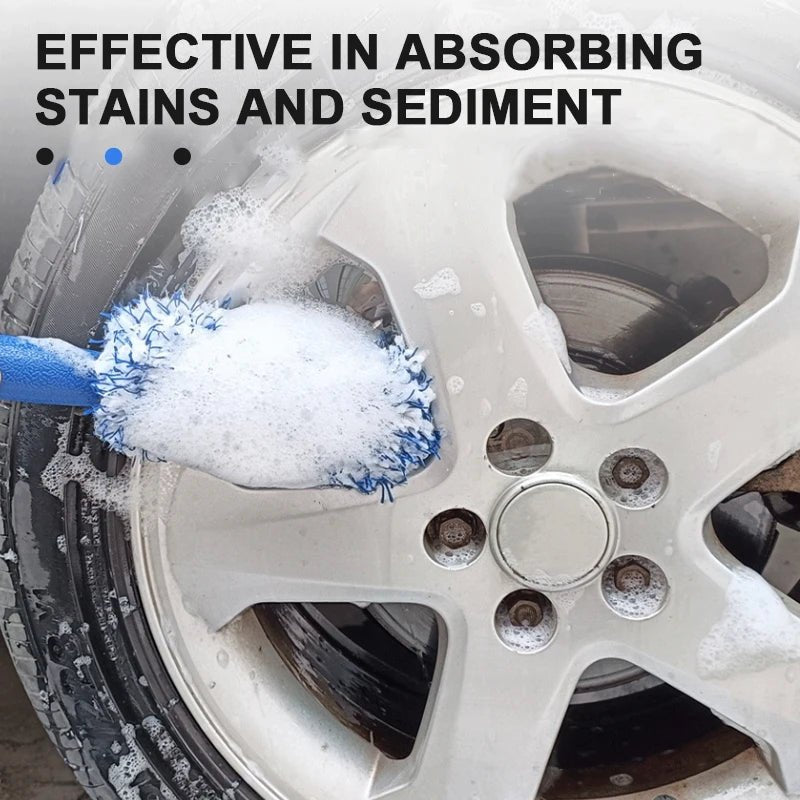 SEAMETAL Car Wheel Tire Rim Cleaning Brush Portable Plush Car Wheel Hub Brush Washing Tool Car Detailing Care Dust Removal Brush - shift - knoobs