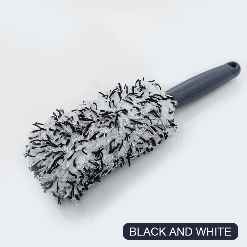 SEAMETAL Car Wheel Tire Rim Cleaning Brush Portable Plush Car Wheel Hub Brush Washing Tool Car Detailing Care Dust Removal Brush - shift - knoobs