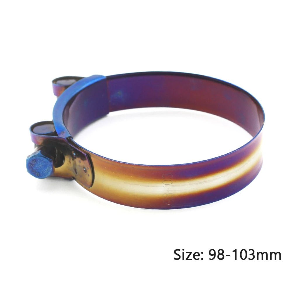 Universal Stainless Steel Hose Clamp Kit Adjustable Titanium Blue T Bolt Clamp 26mm to 114mm - shift - knoobs