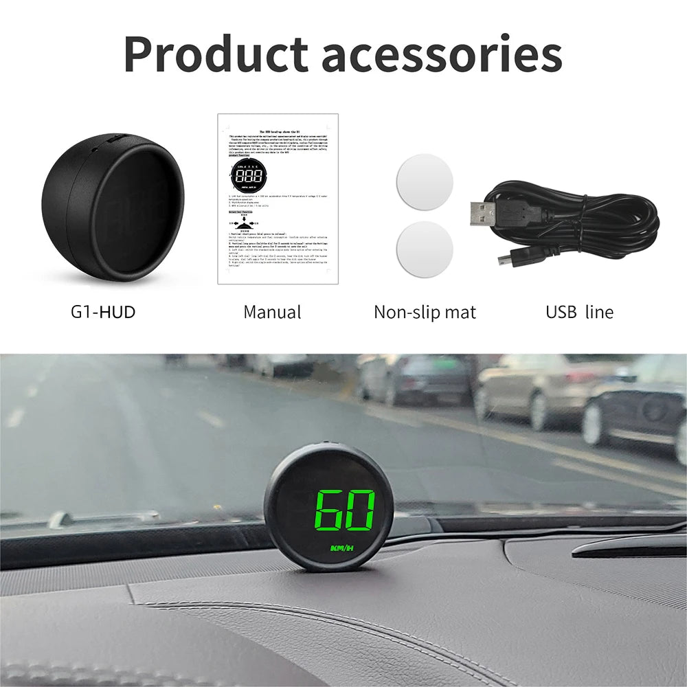 WiiYii G1 Car HUD OBD2 GPS On - board Computer Digital Head Up Display Auto Speedmeter Speed Windshield Projector For All Car - shift - knoobs